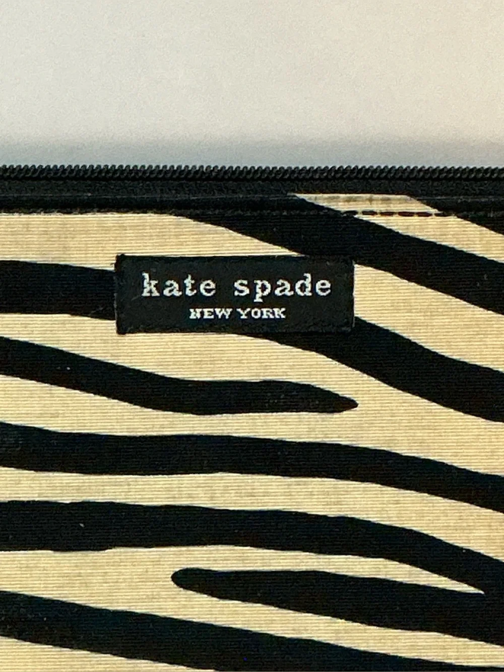 Kate Spade New York Zebra Print Canvas Zip Pencil Case/Cosmetic Pouch